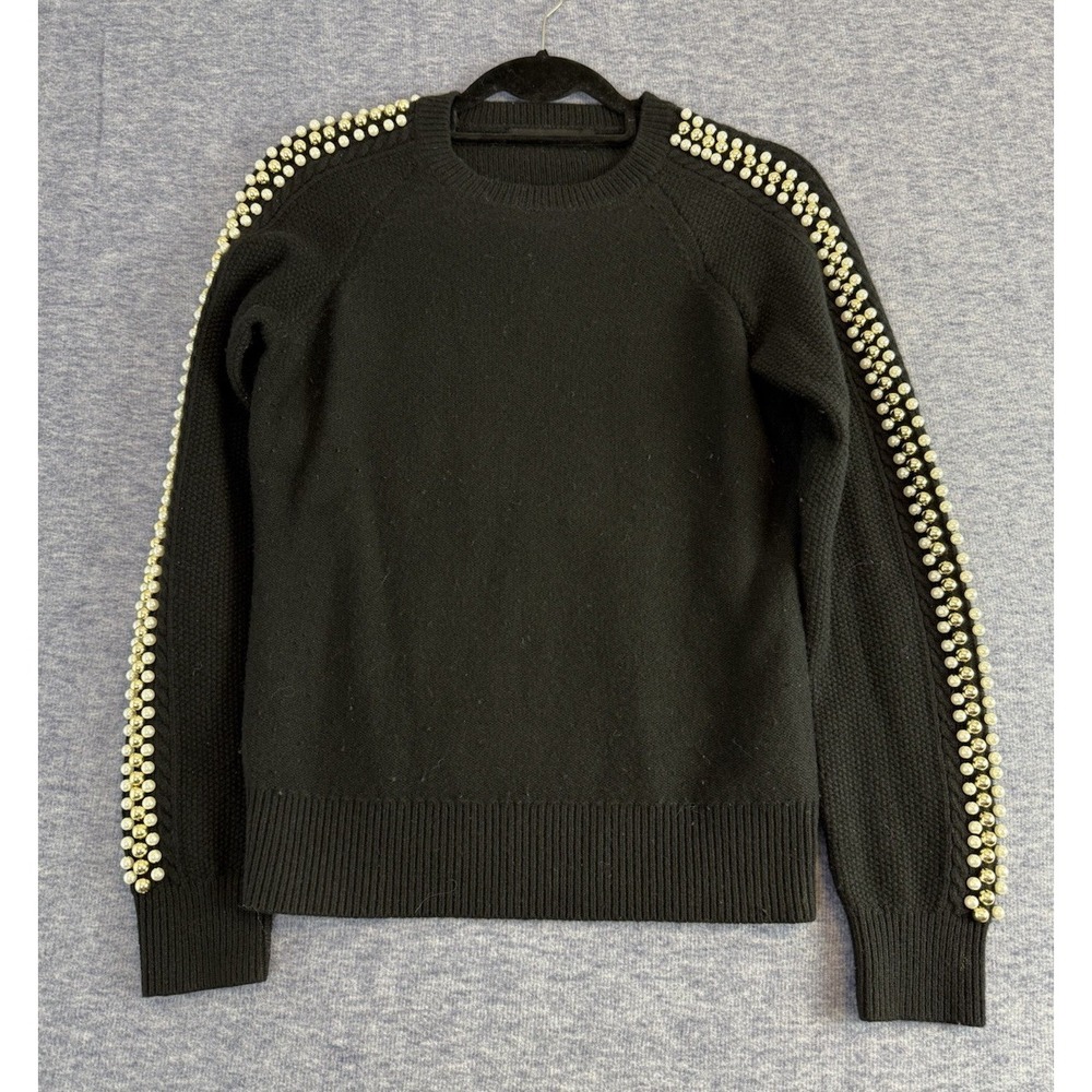Karen Millen Studded Long Sleeve Knitted Black Sweater Size Medium M